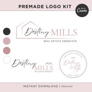 Real Estate Logo Design, Luxury House Editable Canva Logo Template, DIY Realtor House Logo, Real Estate Agent Branding, Modern House Logo