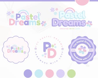 Playful Kids Boutique Logo Template, Pastel Brand Kit, DIY Canva Design (Instant Download)