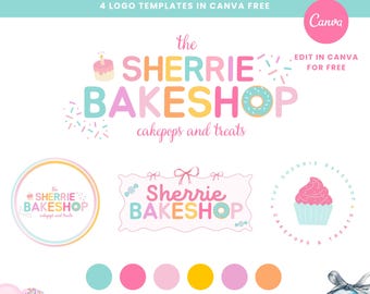 Rainbow Logo Template Canva: DIY Small Business Branding Kit (Digital Download