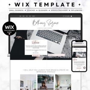 Wix website template for small business, coaches, bloggers, influencers and creative service providers with modern feminine design