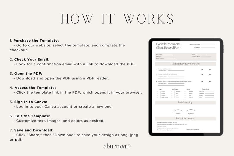 Eyelash Extension Forms by Studio Eburnean - Editable Lash Consent Templates, Lash Tech Consultation, Esthetician Forms, Lash Forms, Client Intake Consent Form