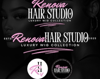 Hairstylist logo Canva Template , Hair business logo, Hair logo design, Hair extension logo, Hair brand logo, DIY Premade Salon Logo