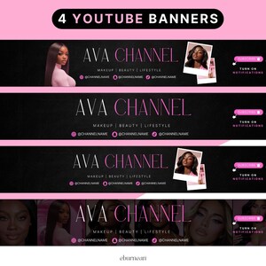 Luxury YouTube branding templates for beauty, fashion, lifestyle, GRWM and female influencer channels