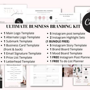 Complete Business Branding Kit for Canva| Thank You Cards, Care Cards, Order Form, Price List | Editable Small Business Bundle