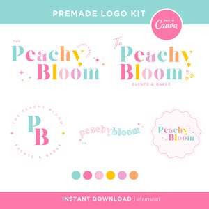 Editable Logo Design Canva, Small Business Logo Template, Bright Pastel Colorful Logo, Retro Rainbow Logo, DIY Fun Logo, Rainbow Logo