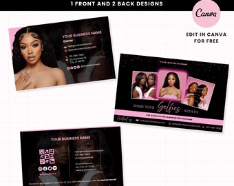 Bearbeitbare Beauty Visitenkarte Vorlage, Canva Visitenkarte, Lash Tech Hair Stylist Nagelstudio, modernes feminines Design, Sofort Download