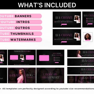 Feminine luxury YouTube channel banner templates with bold baddie aesthetic for beauty, fashion and lifestyle creators