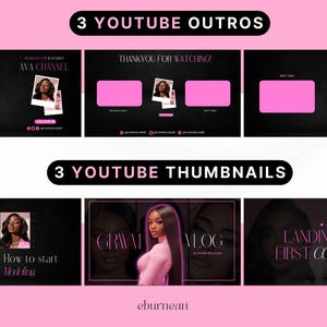 Luxury YouTube branding templates for beauty, fashion, lifestyle, GRWM and female influencer channels