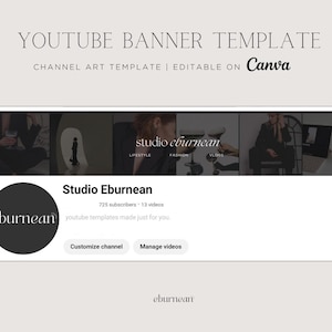 Modern YouTube Banner Template Canva, Black YouTube Channel Art Template, Minimalist YouTube Banner, Editable Youtube Banner Design, Luxury