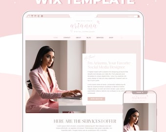Wix Website Template for Coaches & Service Businesses, Pink Feminine Wix Template, Business Website Design