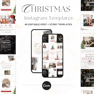 Christmas Instagram Templates, Editable Canva Instagram Posts,Advent Calender, Festive post templates, social media branding