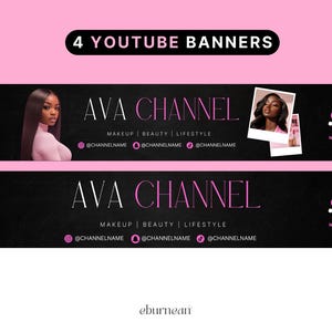 Complete luxury YouTube channel kit for baddie female creators featuring cohesive modern branding templates for Canva