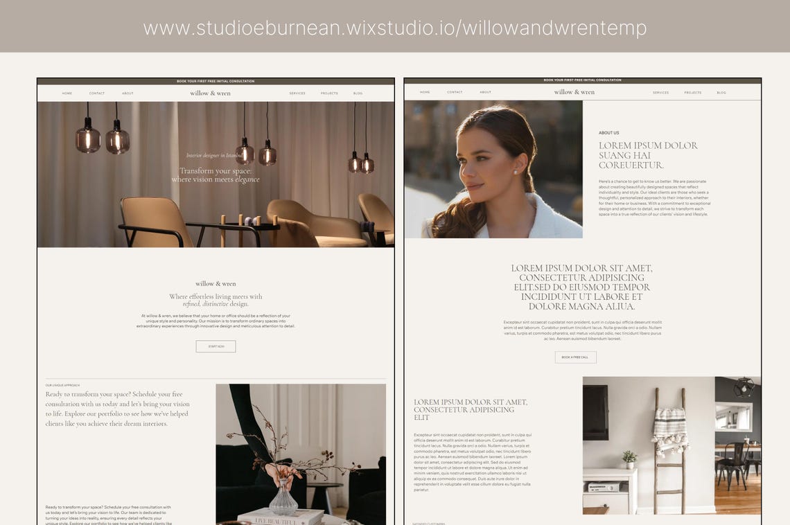 Minimalist Beige Wix Website Template, Interior Design Portfolio, Small ...