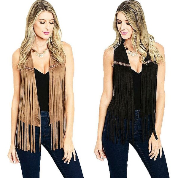 Meet Me In Montana Fringe Suede Studded Vest main image 1