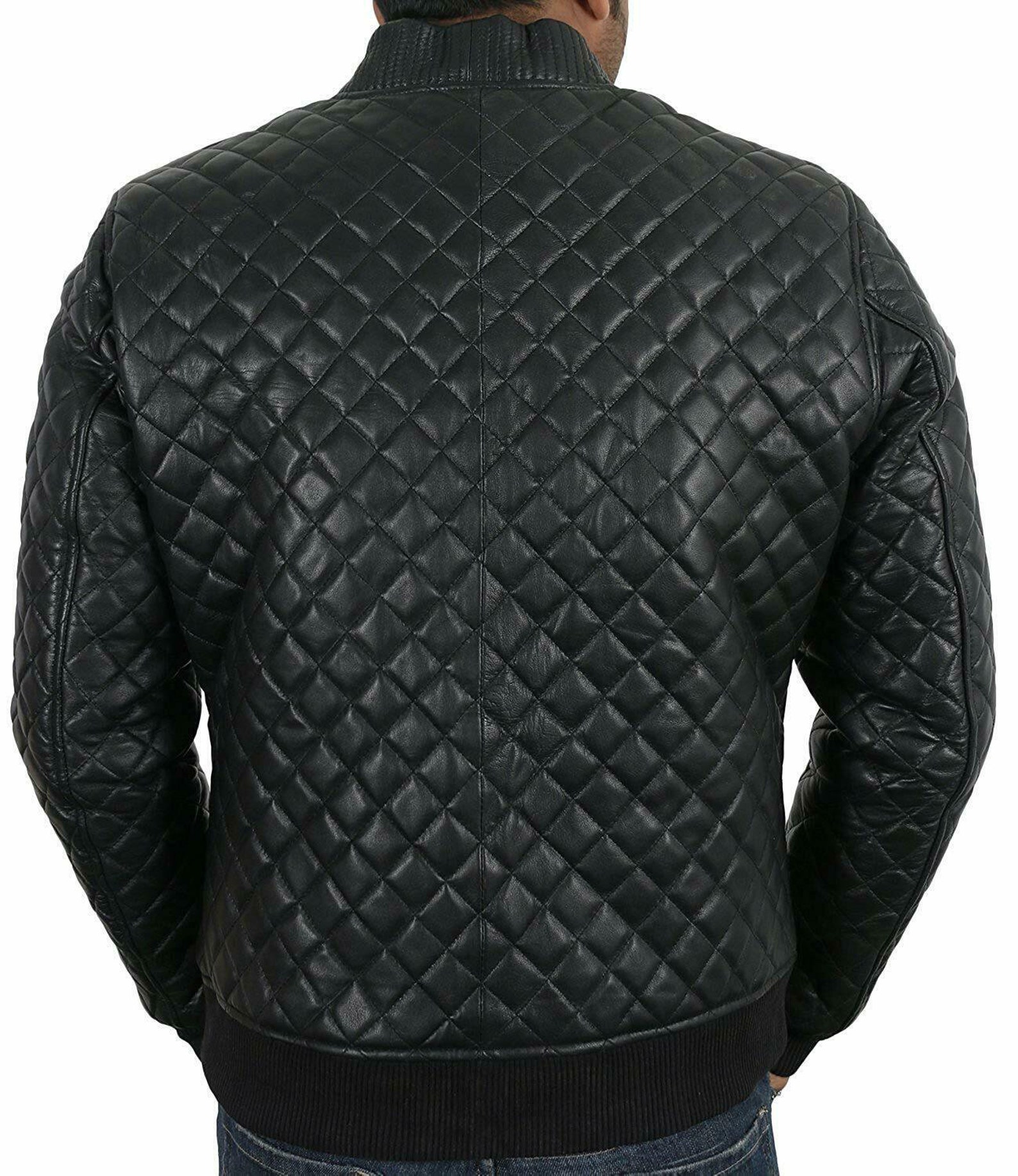 Quilted Leather Jacket Men Original Lambskin Bomber Jacket | Etsy