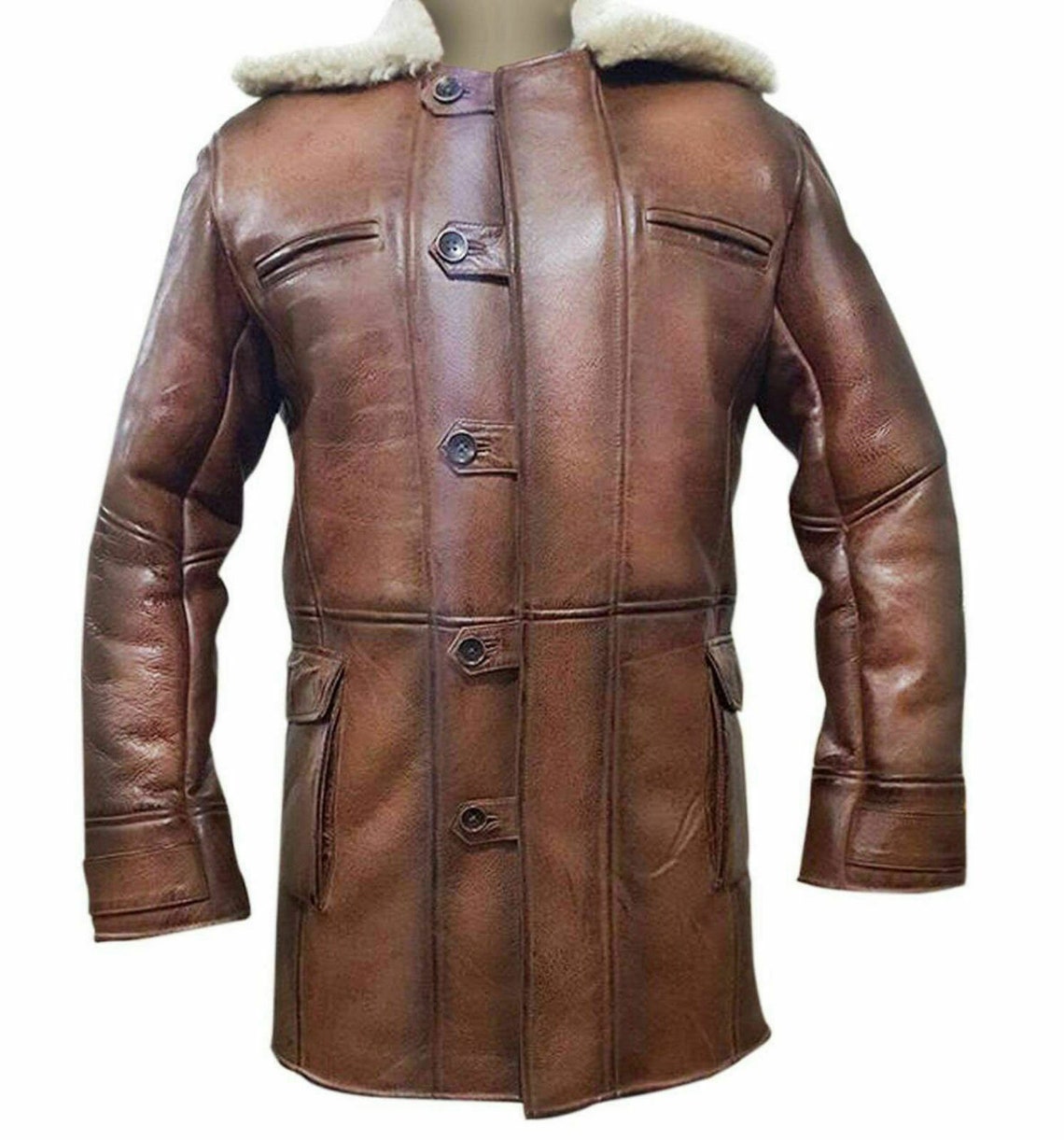 Dark Knight Rises Bane Shearling Leather Trench Coat / Jacket - Etsy