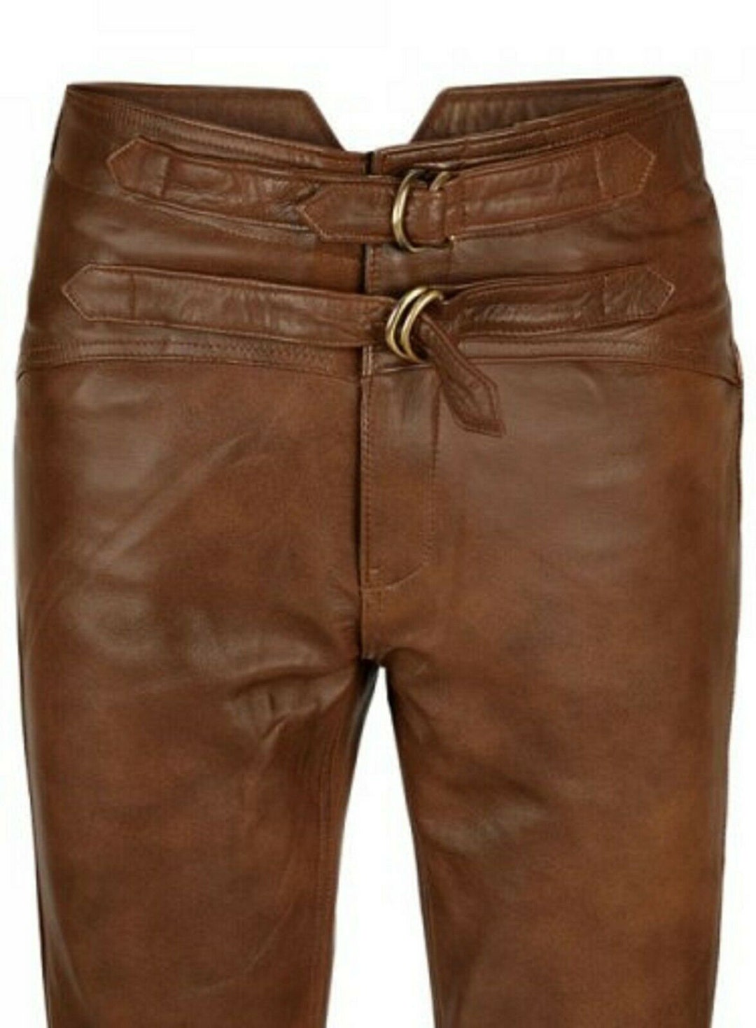 Men's Brown Leather Jeans Pants Trouser Premium Quality Cow Plain ...