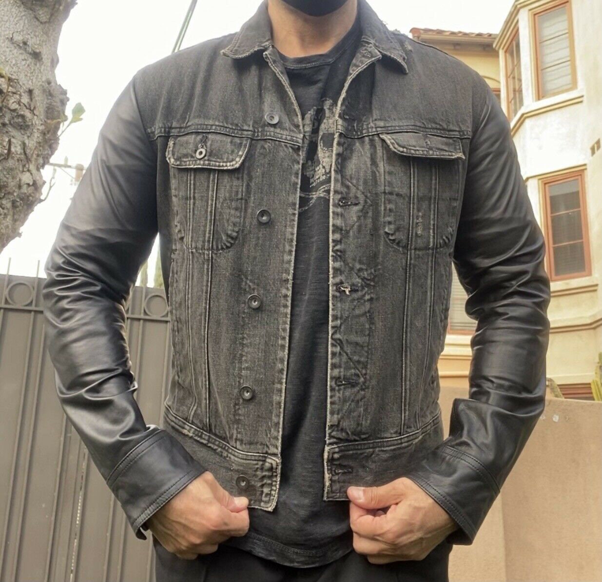 leather denim jacket