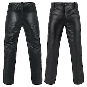 Men's 100% Genuine Cow Skin Full Grain Motorcycle Leather Pant Jeans ...