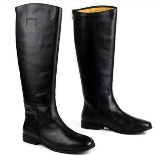 Mens Real Leather Riding Over Knee Boots Shoes Equestrian Zip Tooling Custom Length