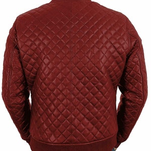 Quilted Leather Jacket Men Original Lambskin Bomber Jacket Biker Casual ...