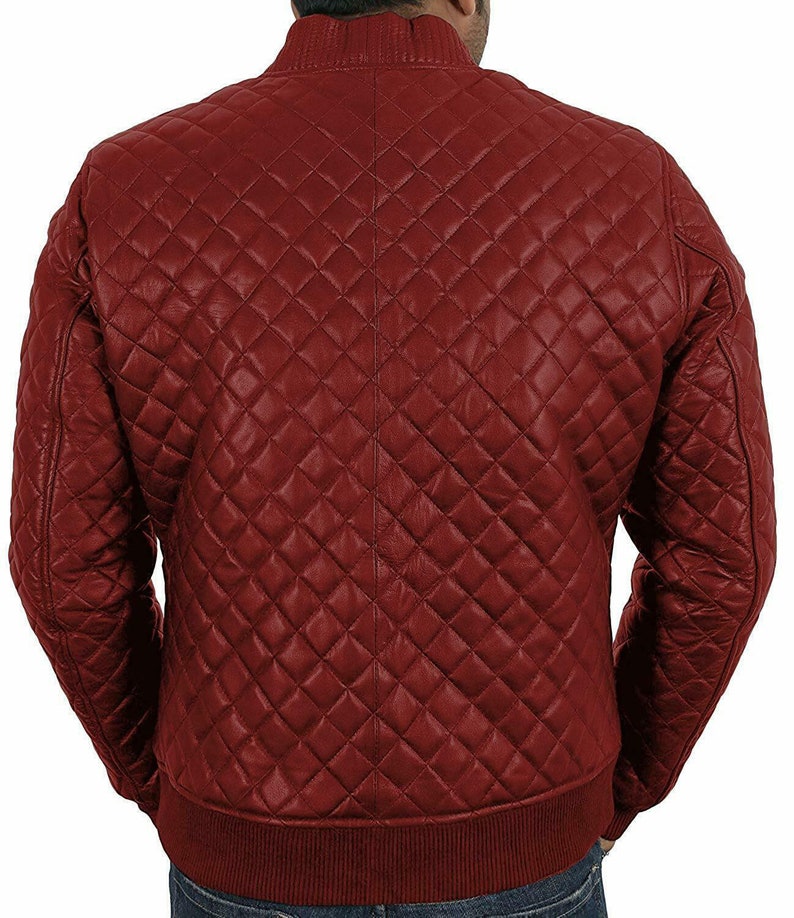 Quilted Leather Jacket Men Original Lambskin Bomber Jacket - Etsy