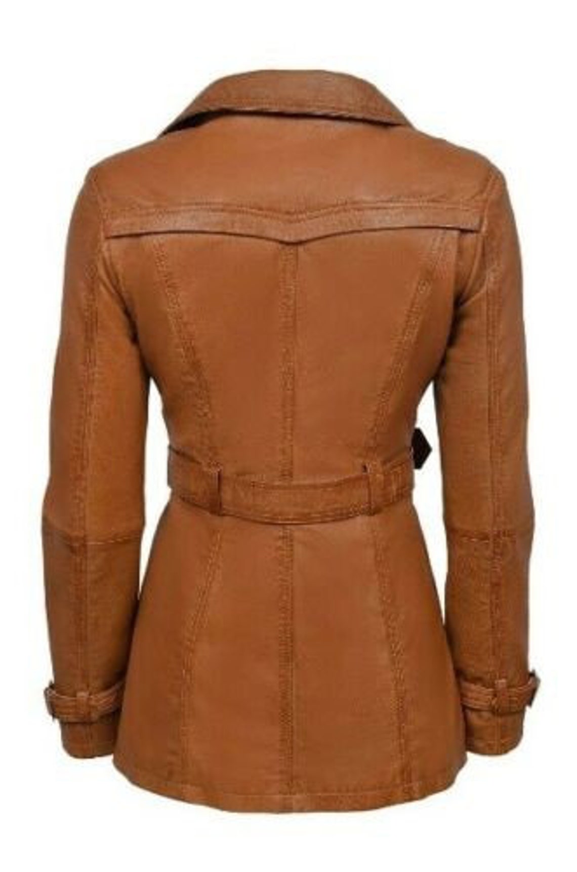 Women's Authentic Lambskin Real Leather Trench Jacket Tan Etsy