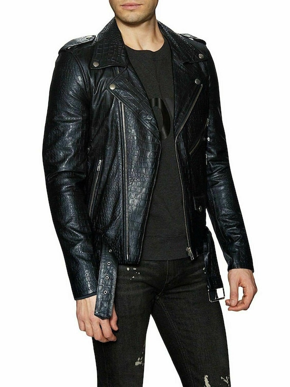 Motorcycle Leather Jacket for Men Biker Original Leather | Etsy