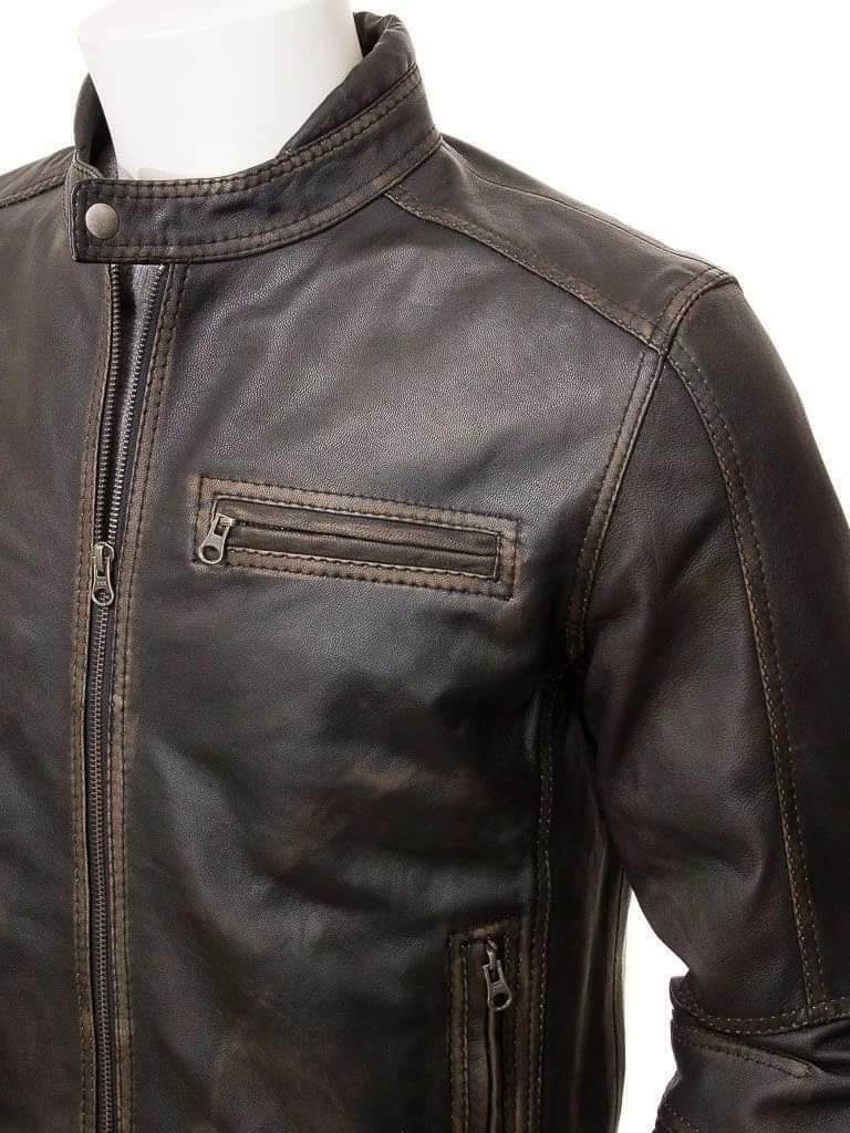 Genuine Lambskin Leather Jacket for Men Motorcycle Biker Dark | Etsy