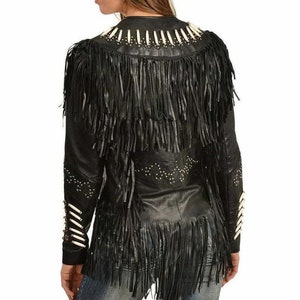 Women Black Western Style Leather Jacket With Fringe Real Leather - Etsy