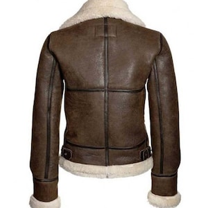 Women's Distressed Genuine Lambskin Brown Shearling Leather Jacket - Etsy