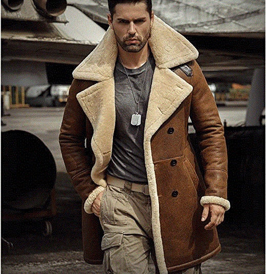 Mens Sheepskin Shearling Jacket B7 Flight Jacket Sheepskin