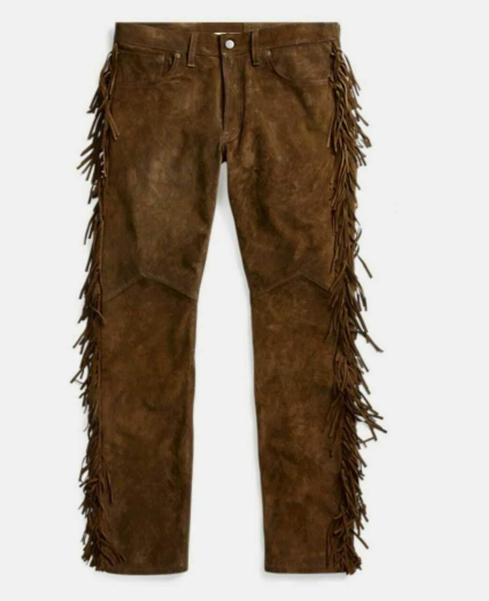 Hommes Suede Western Style Cowboy Cuir Pantalon Avec Frange Etsy France