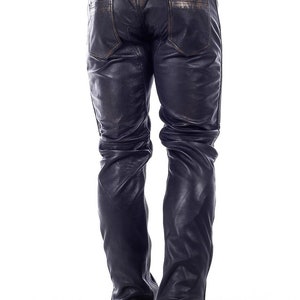 Mens Hot Genuine Leather Pants Nightclub Motorcycle Distressed - Etsy