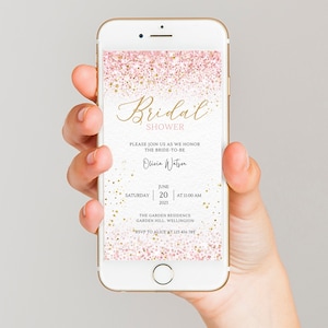 Digital Bridal Shower Invitation Template, Editable, Electronic Bridal Shower Invitation, Evite, Bridal Brunch Invitation Template