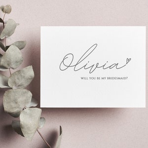Tarjeta de propuesta de dama de honor, plantilla de tarjeta imprimible "¿Quieres ser mi dama de honor?", tarjeta de propuesta de dama de honor, instantánea editable