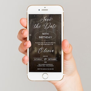 Salva la data per qualsiasi invito all'evento, invito animato per feste di compleanno/matrimonio, ecologico, invito digitale per smartphone