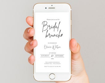 Editable Bridal Brunch Invitation Template: Mobile Phone Invite (Digital)