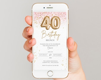 Telefoonuitnodiging 40e verjaardag brunch: elektronische Evite (digitale download)