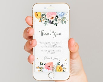 Electronic Baby Thank You Card Template: Floral eCard for Phone (Digital Download)