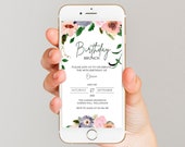 Floral Birthday Brunch Invitation Template: Electronic Invite (Digital Download)