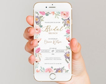 Floral Bridal Brunch Invitation Template: Editable Mobile Invite (Digital)