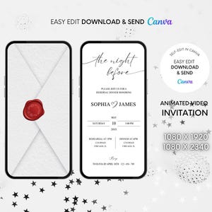 Electronic Rehearsal Dinner Invitation Template, Minimalist Digital Rehearsal Dinner Invite, The Night Before Wedding Invitation, Editable