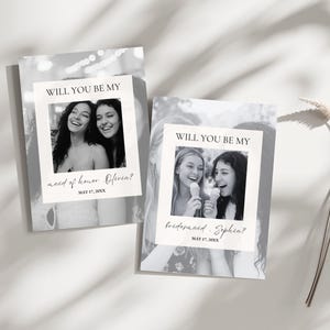 Will You be My Bridesmaid Proposal Card, Photo Maid Of Honor Proposal Template, Printable, INSTANT DOWNLOAD