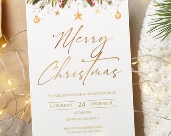 Editable Christmas Party Invitation, Christmas Party Invitation, Party Announcement, Printable Template, Christmas Invitation Download