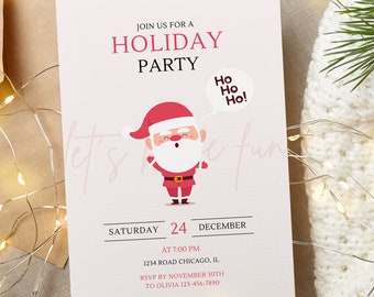 Editable Christmas Party Invitation, Christmas Party Invitation, Party Announcement, Printable Template, Christmas Invitation Download
