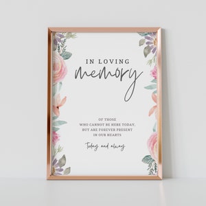 In Loving Memory Sign, Printable In Loving Memory Sign for Wedding, Memorial Sign, In Memory Sign Modern Minimalist EDITABLE DIY