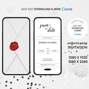 Minimal Save the Date Invitation | Elegant Wedding Announcement | Editable Canva Template | Simple Wedding Announcement Invite Digital Evite