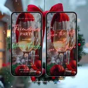 Uitnodiging voor Friendsmas-feest, geanimeerde uitnodiging Friendsmas Dinner, kerstfeest digitale video-uitnodiging, feest Evite