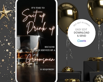 Trauzeuge Vorschlag Digitale Einladung, Whisky Design (Digitaler Download)